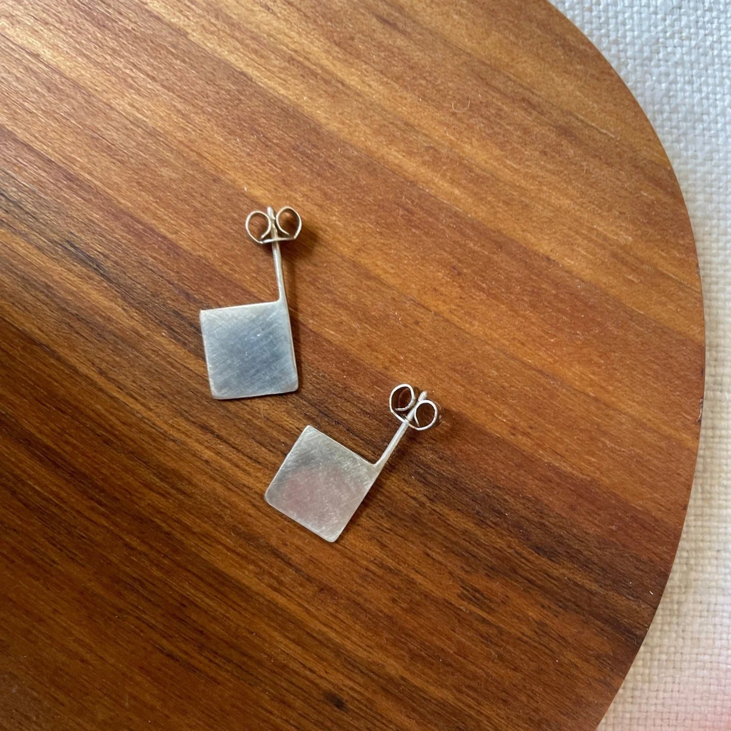 3D Square Earrings | made from recycled silver